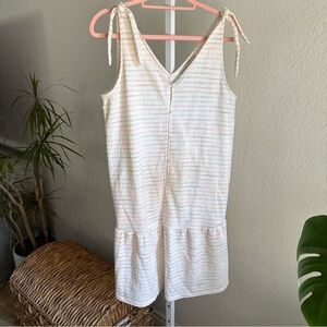 LOFT White Multicolor Stripe Tie Strap Flounce Dress Women’s Size L